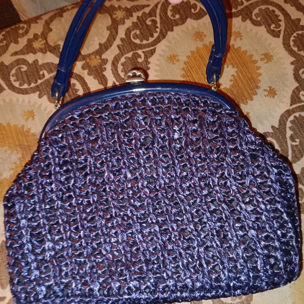 Blue spring/summers clutch push snap purse